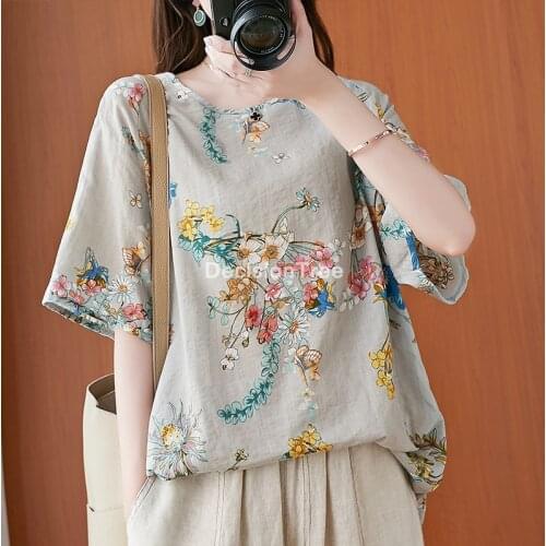 2021 cotton camisa china mujer chinese style flower print blouse women qipao shirts chinese style hanfu top linen tang shirts