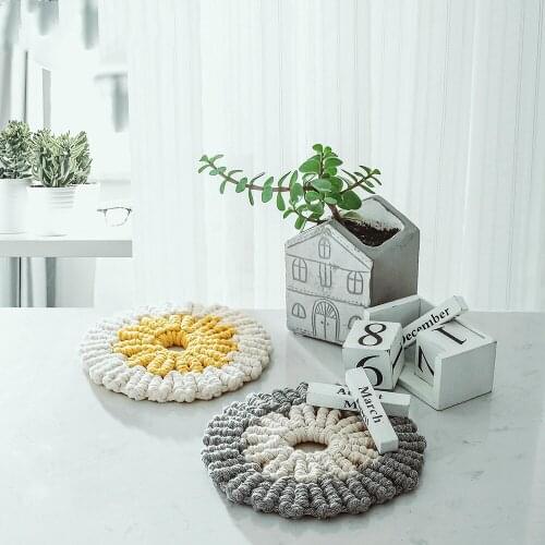 Macrame Placemats Cup Mat Bohemia Tablecloth Coaster Cup Pad Northern Europe Style Pure Handcrafted Cotton Braid Insulation Mats