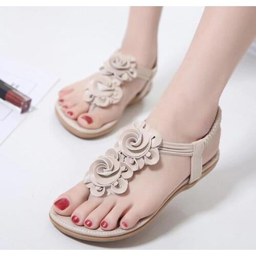 Summer Shoes Women Sandals Soft Leather Fashion Women Shoes Bohemia Beach Sandals Ethnic Ladies Sandals 2019 Women Flat Shoes