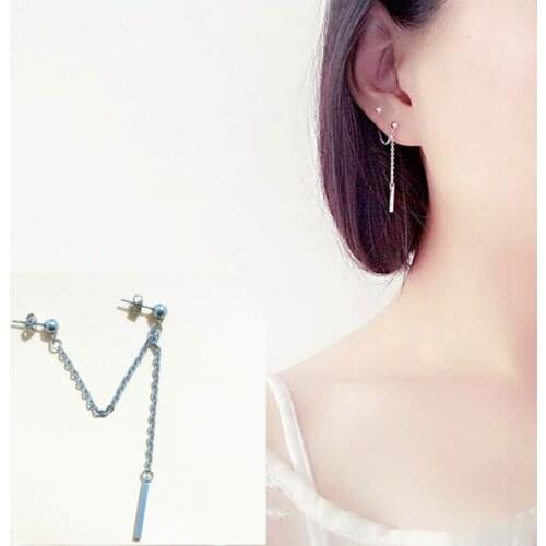 1 pcs Fashion women men Double ear hole Korean Jewelry Chain Earring Stud Unisex Jewelry Bijoux bigbang kpop GD BTSARMY Earrings