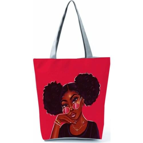 Pretty Printed Cool Afro Girl Ladies Handbags New All-Match Portable Beach Bags for Women Hot Sale Female Shopping Shoulder Bag