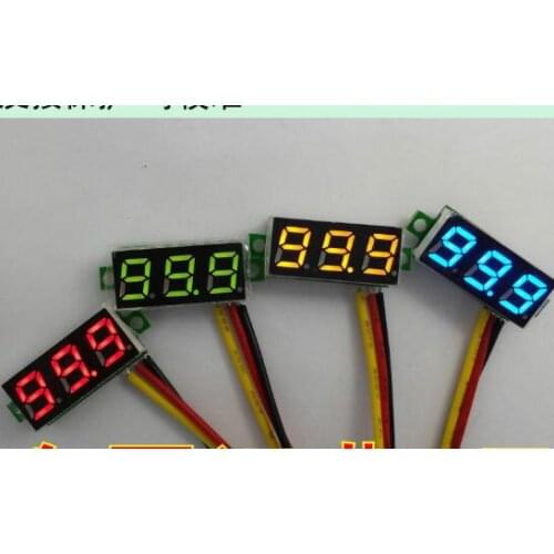 10pcs 0.28 inch ultra-small digital DC voltmeter digital adjustable three-wire DC0-100V battery voltmeter