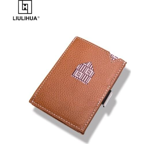 LLH 2020 New fashion Genuine Leather Mens Wallet Man Cowhide Small ID credit card holder Male Multifunctio Slim Design Purse