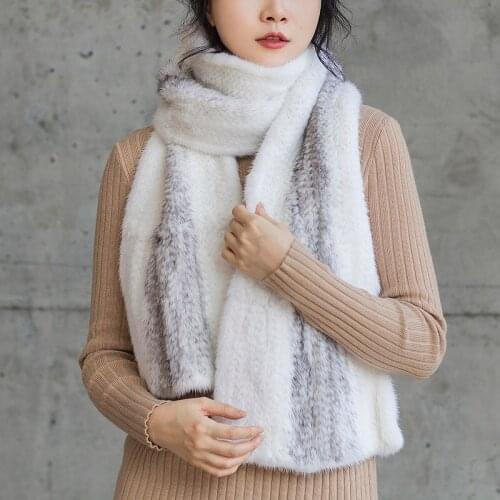 Lengthened and widened Korean version natural mink fur scarf for men and women to keep warm in autumn and winter Braided shawl