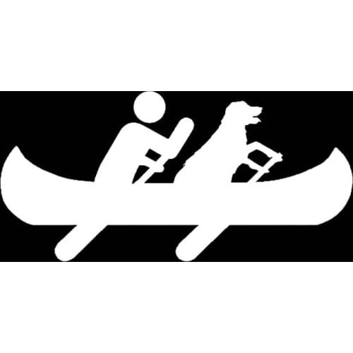 16.5CM*7.8CM Guy Dog Rowing Canoe Vinyl Car Decal Sticker Boat Paddle Oar Anchor Rack Black/Silver C10-00505