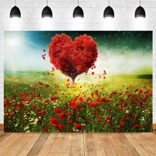 Valentines Day Spring Flower Love Heart Tree Backdrop Wedding Photocall Vinyl Photography Background Photophone Photo Studio