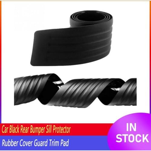 Car Black Rear Bumper Sill Protector Plate Rubber Cover Guard Trim Pad Trim Cover Strip Car Styling Mouldings Universal