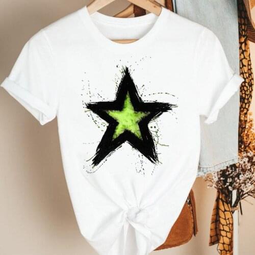 Women Clothes Cartoon Star Watercolor Cute 90s Style Summer Print Fashion Tshirt Female Short Sleeve Tee Top Graphic T-shirt