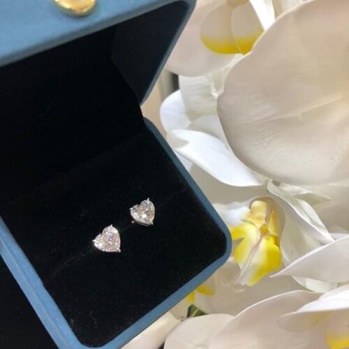 Womens classic fashion heart-shaped zircon earrings S925 sterling silver original luxury brand high-quality jewelry logo gift