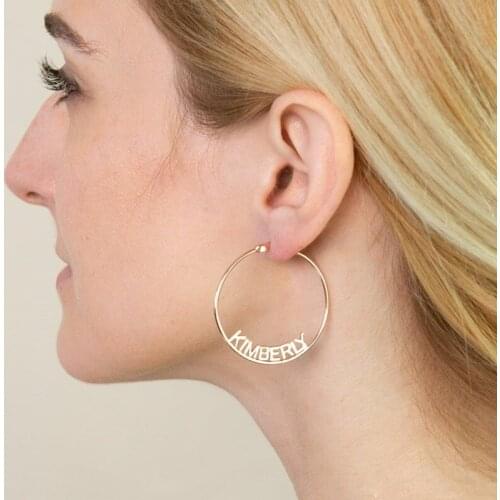 Personalized Name Hoop Earrings for Women Punk Jewelry Stainless Steel Custom Name Earrings Gold Bijuteria Feminina