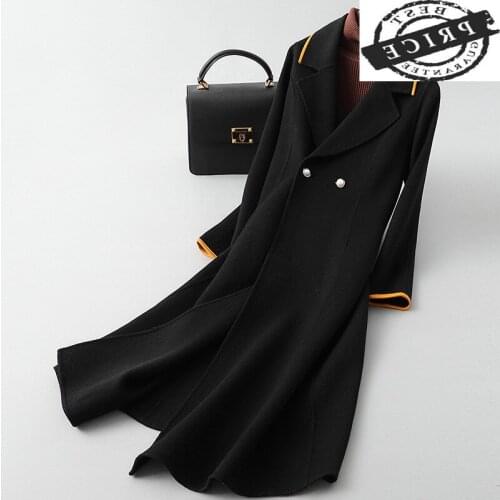 Spring Autumn Wool Coat Female Long Elegant Ladies Woolen Jacket Women Korean Black Blend Coat Manteau Femme Hiver 2021 5