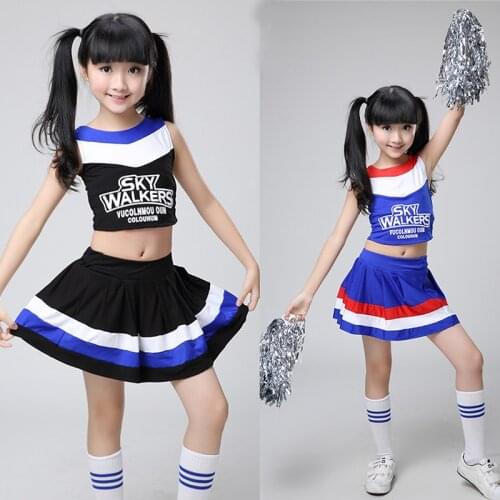 2Pcs Sleeveless Vest+Pleated Skirt Cheerleader Costumes For Kid Girl Student School Uniform Cheerleading Performance DanceWear