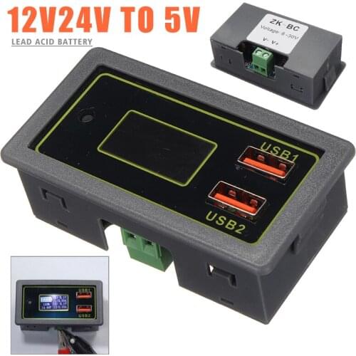 1pc Car Auto LCD Battery Voltage Gauge Dual USB Port Capacity Monitor Meter 12V 24V Volt Amp For RV Truck Solar System Tool