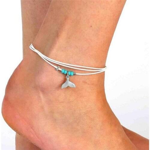 1PC Fish Tail Multilayer Anklet Barefoot Sandal Beach Foot Ankle Bracelet