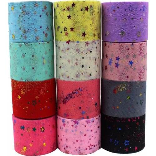 5yards/lot) 60mm Star Organza Ribbon for Wedding Party Decoration Card Gift Bow DIY Warpping Ribbons