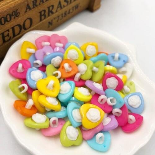 50/100pcs New New Sweet heart with Rose Plastic Button / Sewing DIY Kids button PT75