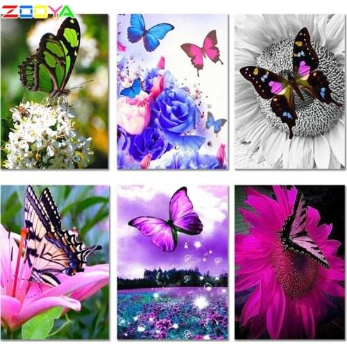 5D Finished Diamond Embroidery Butterfly Flower Photos Crystal Mosaic Diamond Butterfly Diamond Paintings Beautiful Decor Er046