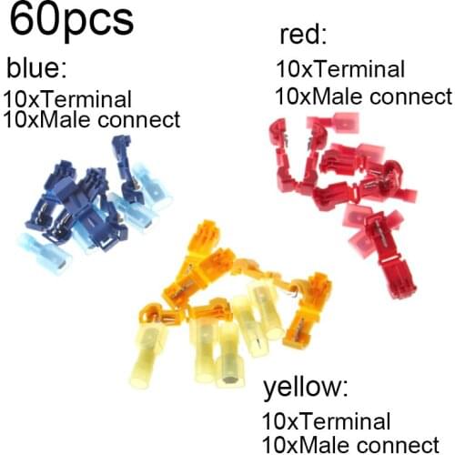 60PCS Electrical Wire Connectors Terminals Crimp Terminal Scotch Lock Quick Splice 22-10AWG Electrical Car Audio Kit Tool Set