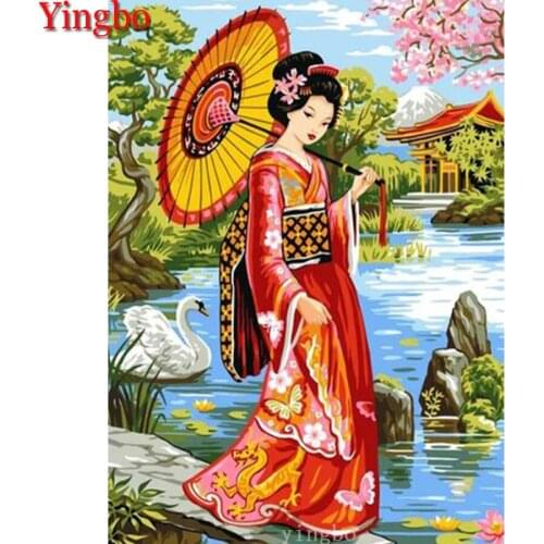 Diamond Embroidery Japanese kimono girl spring landscape Diamond Painting kit Full Square round drill 5D Diamond Mosaic Decor