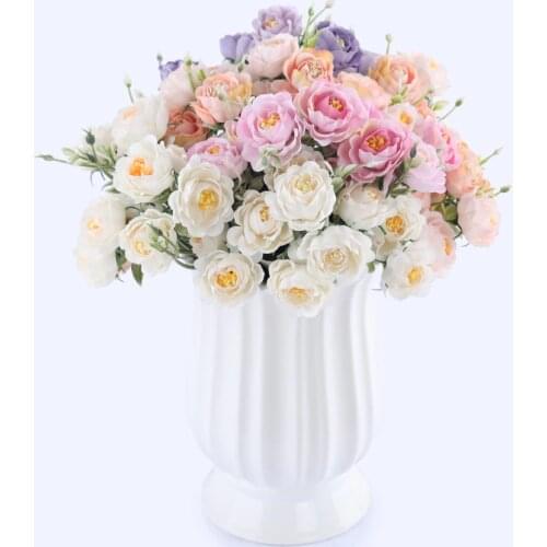 10 Heads Vivid small peony artificial flowers bouquet autumn winter rose white silk fake lotus flowers wedding home decoration
