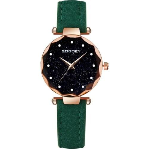 Best Selling Women Leather Magnet Buckle Starry Sky Watch Casual Luxury Women Geometric Surface Quartz Watches Relogio Feminino