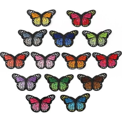 Colors Embroidered Butterfly Patch Iron On Animal Stickers For Shirts Dress Shoes Hats Sweater Jeans Appliques