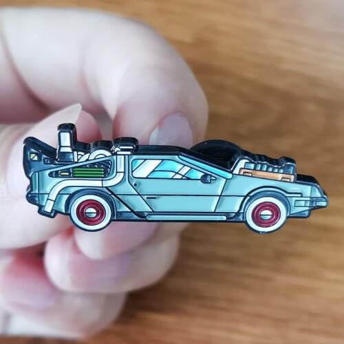 Delorean Enamel Pin Classic & Sports Car Brooch film and television motor model Accessory