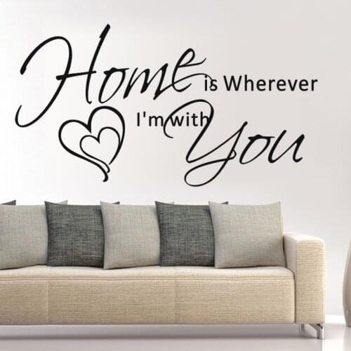 Home is wherever i'm with you vinyl wall decal quotes home decor living room bedroom diy art wallpaper removable wall stickers