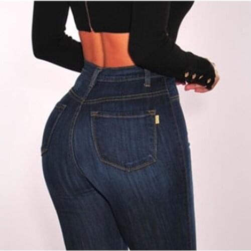 High Waist Jeans Women Slim Stretch Sexy Jeans Street Retro Clothing Oversized Mom Jeans Blue Washed Tight Pencil Pants