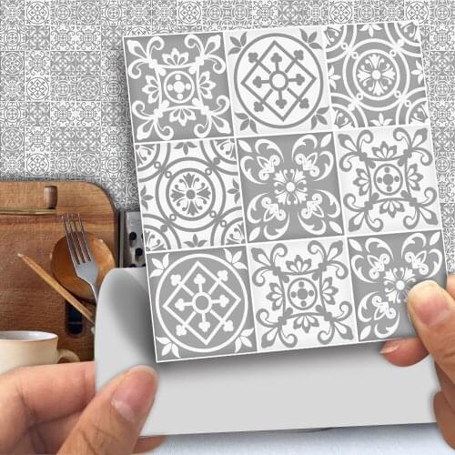 Funlife® Gray Moroccan Retro Wall Sticker Peel & Stick Decorative DIY Tile Sticker for Bathroom Kitchen Backsplash Floor Wall