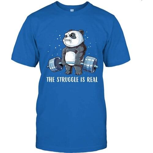 The Struggle is Real Panda Bear Deadlift Funny Gym T-Shirt New Summer Cool Men Tee 2020 Breathable Cotton Short Sleeve T Shirt