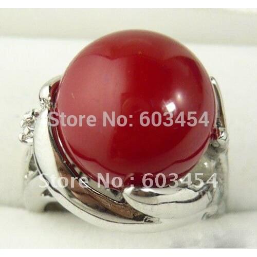Hot selling> Red stone Bead Silver Hand Ring Size : 7.8.9.10 & gift/ Free Shiping 1Pcs -Bride jewelry free shipping