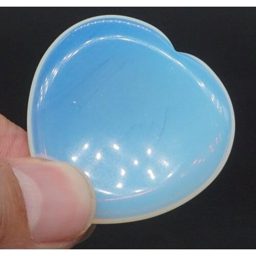 1.5" Worry Stone Opalite Crystal Heart Shape Reiki Healing Meditation Finger Natural Gemstone Massage Stone