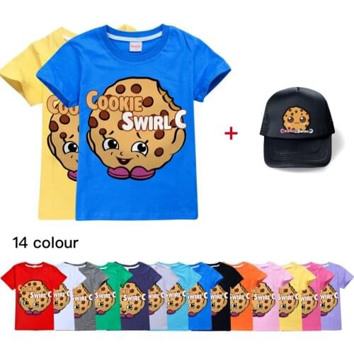 Childrens clothing Sets Summer Boys Girls Cotton COOKIE SWIRL C T-shirts Fashion Clothing Tops Casual Tees Kids Clothes+sunhat