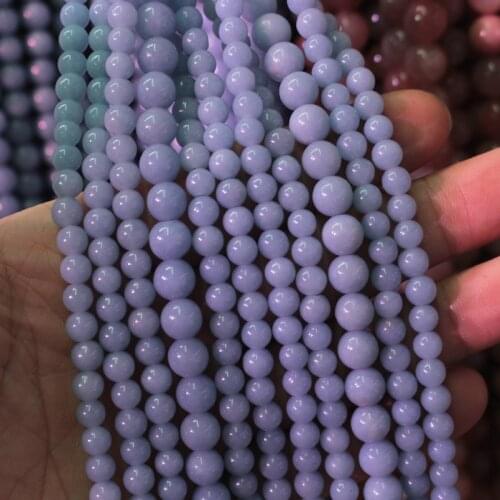 Round Angelite / Anhydrite / Celestite GEM beads natural stone beads DIY loose beads for jewelry making strand 15" wholesale