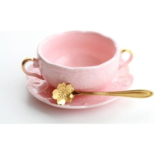 Ceramic Cute Coffee Tea Cup Set Reusable Esspresso Cups Saucer Plastic Tea Cup Ceramic Tazas De Cafe Porcelana China BA60BYD