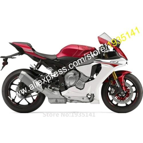 Moto Cowling For YZF 1000 R1 2015 2016 2017 2018 2019 YZF-R1 Red White Aftermarket Motorcycle Fairing Kit (Injection molding)