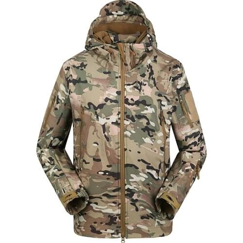 Mens Pro Man Lurker Shark Skin Softshell Camouflage Hooded Army Coat Military Tactical Jacket Hunting Waterproof Outerwear