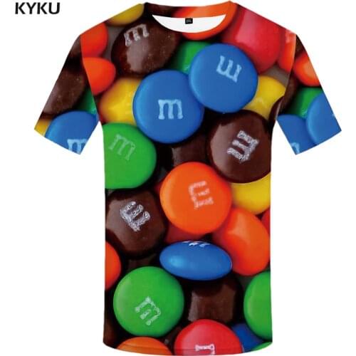 KYKU Brand Chocolate T shirt Men Character T-shirts 3d Candy Funny T shirts Creative Shirt Print Element Anime Clothes