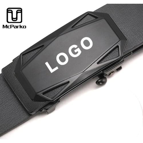 McParko Leather Belt Men Custom LOGO Fashion Sports Car Design Full Black Mens Belts For Businessman Love Words Engrave Gifts