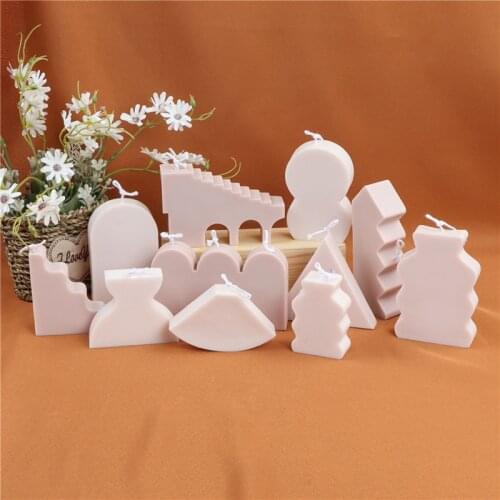 A Set Simple Lines Geometric Shape Silicone Candle Mold for Handmade Aromatherapy Candle Plaster Ornaments Handicrafts Soap Mold