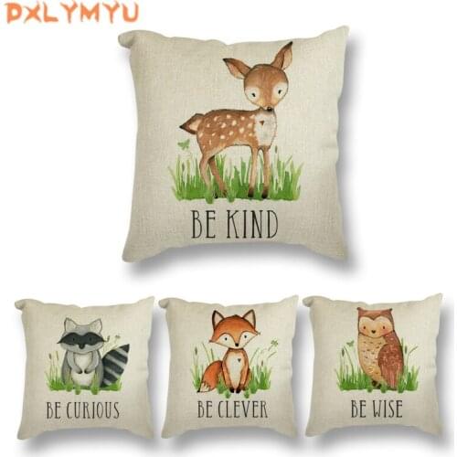 New Fox Elk Print Pillow Case Animals Cushion Cover for Sofa Car Throw Pillow Covers Decorative Pillowcase 45x45cm
