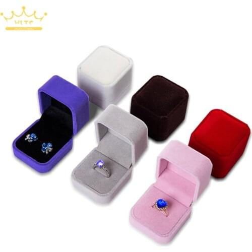 10pcs Engagement Velvet Ring Box Jewelry Display Storage Foldable Case For Wedding Ring Valentines Day Gift Organizer 8 Color