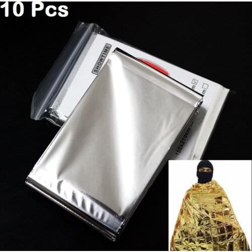 10 Pcs Emergency Blanket Water Proof Survival Rescue Outdoor Foil Thermal Space First Aid Sliver Rescue Camping Military Blanket