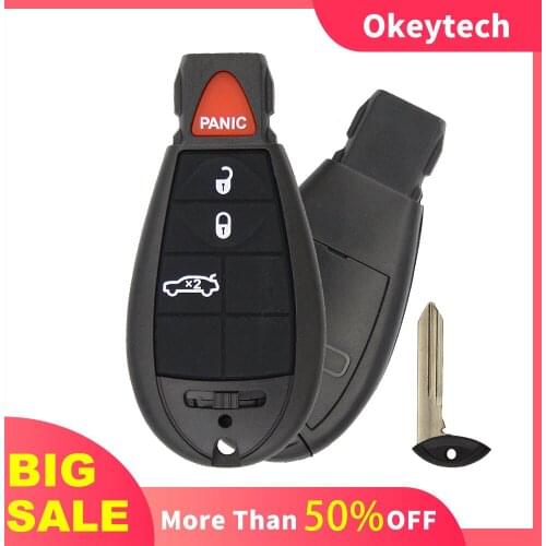 OkeyTech 4 Buttons Remote Smart Car Key Shell For Chrysler Town Country For Dodge Grand Caravan For Jeep Car Remote Key Fob Case