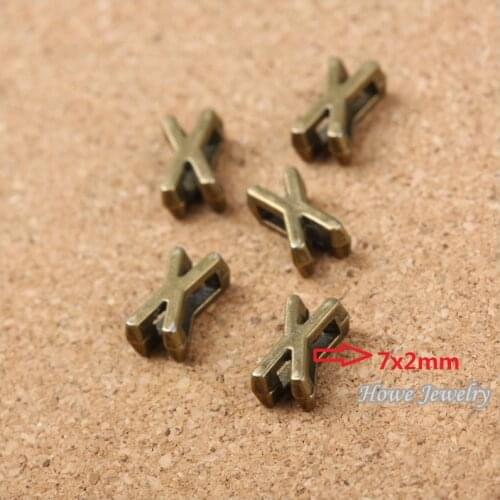 Wholesale 180 pcs Vintage Charms Letter X Antique bronze Fit Leather leather slide rope bracelet jewelry production 10086