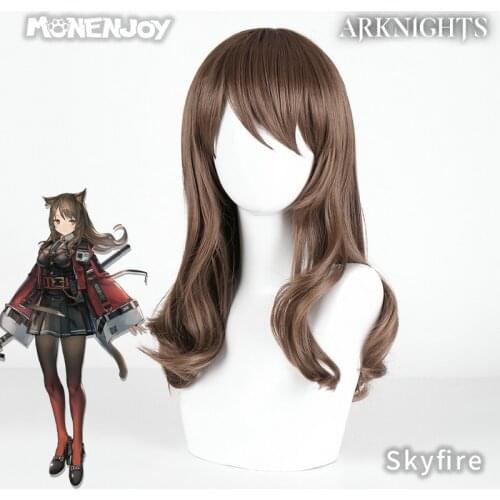 Monenjoy Arknights Skyfire Cosplay Wig Brown Long Wave Cos Hair