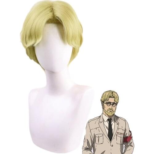 Anime The Final Season Attack on Titan Zeke Jaeger Cosplay Wig Middle Part Short Yellow Curly Heat Resistant Synthetic Hair
