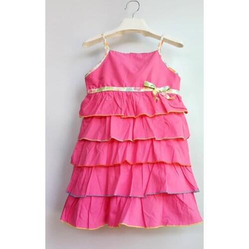 Girls Dress Layered cottons Baby Girls Pink Fashion Cake Dress for Kids Girls Summer Dress