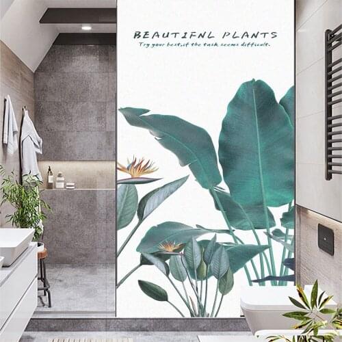 Window Film Privacy Beautiful Plants Non Adhesive Glass Sticker Sun Protection Heat Control Window Coverings for Homedecor